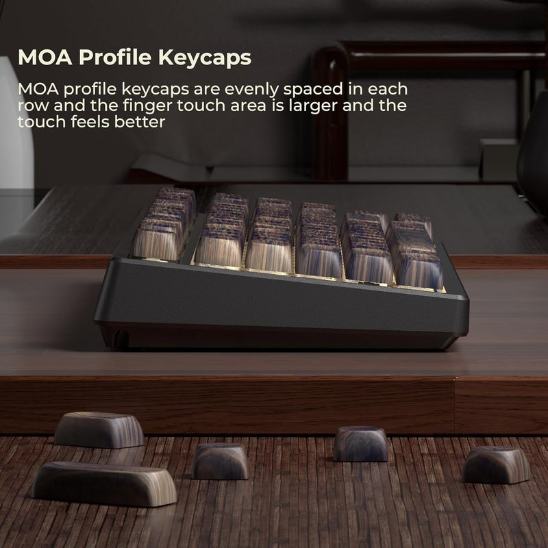 OHY XVX Wood Keycaps,MOA PBT Keycaps Dye-Sublimation 130 pcs Keycap Set for Mechanical Keyboard 61/64/75/84/87/104/108 Layout with Key Puller, Walnut Textures - Image 3